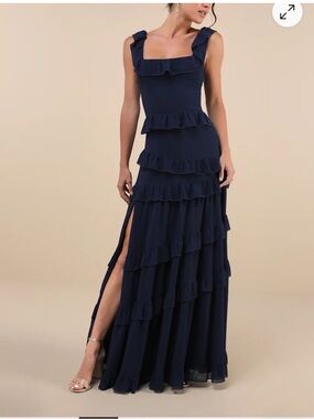 Lulu's Navy Ruffle Tiered Maxi Dress